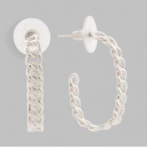 KENDRA SCOTT Rhodium Grier Chain Hoop Earrings-Silver-BNWT